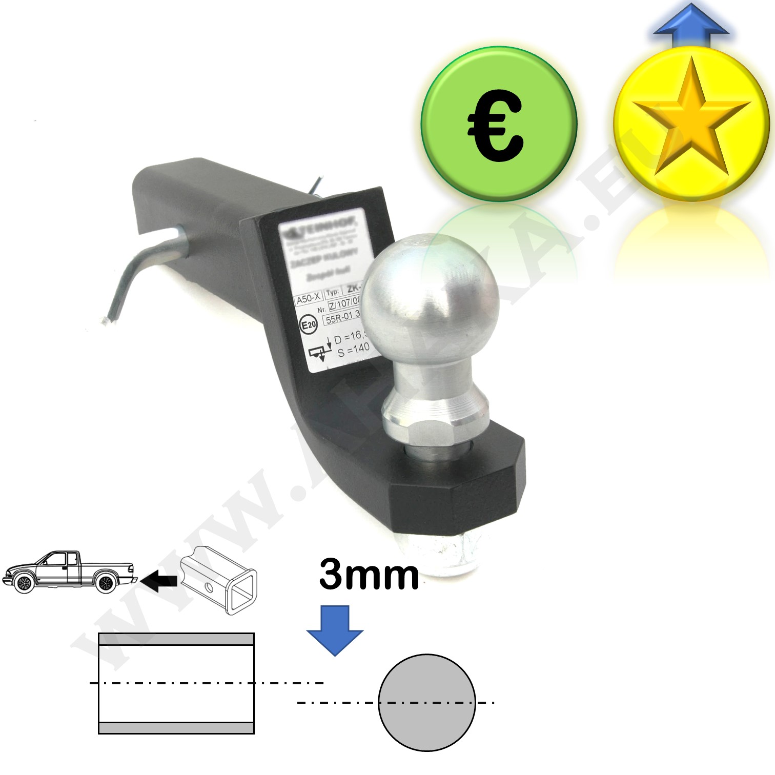 Für Ford Explorer Anhängerkupplung Adapter für US-Fahrzeuge Gesenkt 50x50mm AHK